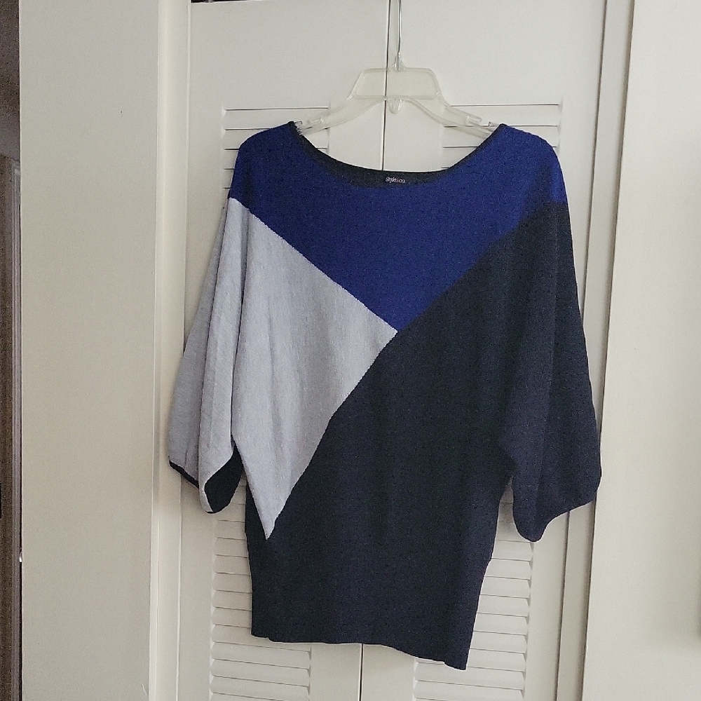 Style & Co. Colorblock Batwing Sweater - Royal Blue, Light Gray, Navy